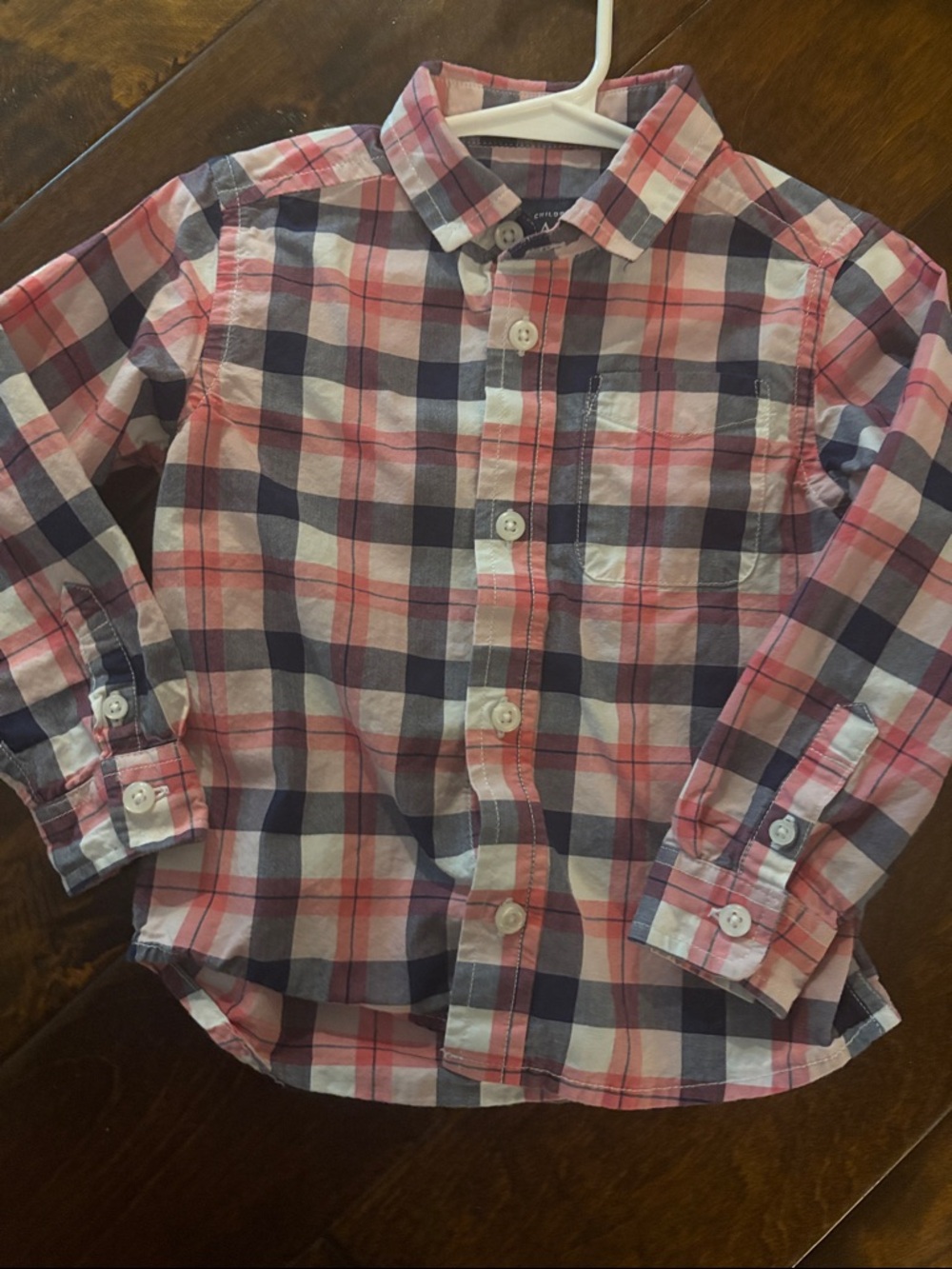 The Children's Place Pink & Navy Plaid Button-Down Shirt 100% cotton